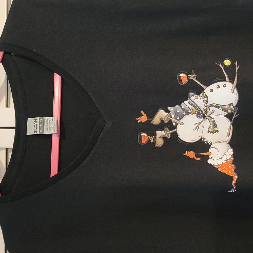 WINE & Snowman Winter Fun TShirt - Black NWT Asst sizes